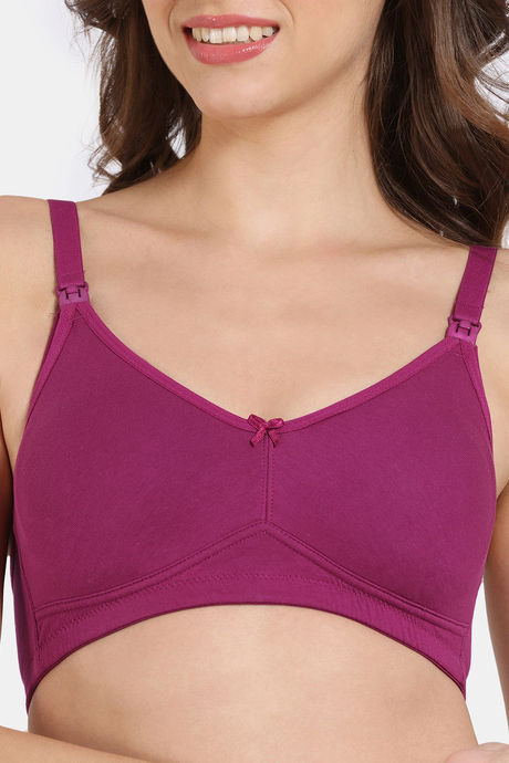 Zivame Maternity Double Layered Non Wired 3/4th Coverage Nursing Bra - Raspberry Radiance — image 4